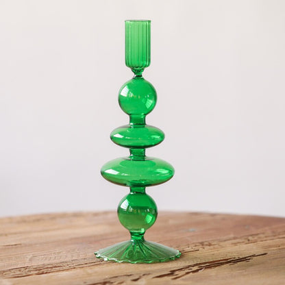 Wavy Green Candle Holders